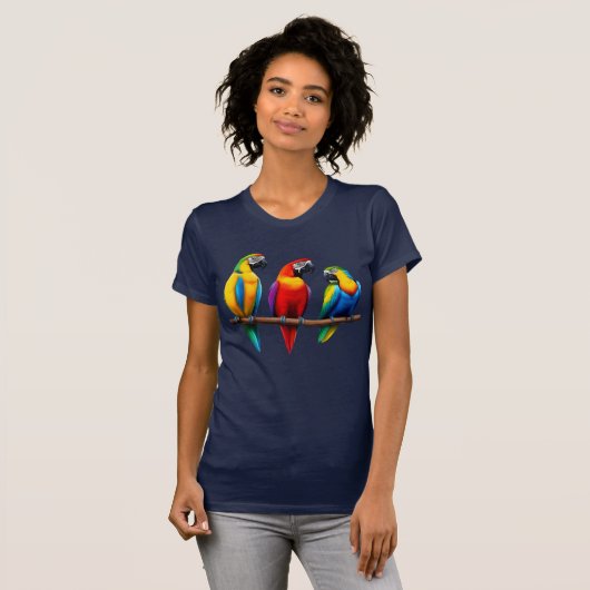 Schattig Drie Papegaaien Rusty Fantasy Schattig T-shirt (Voorkant volledig)