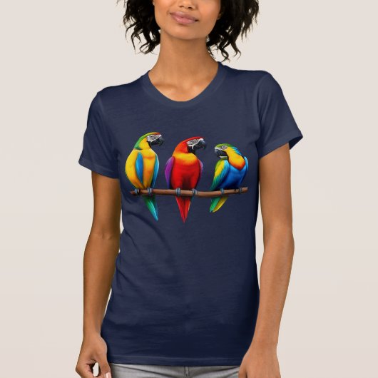 Schattig Drie Papegaaien Rusty Fantasy Schattig T-shirt (Voorkant)