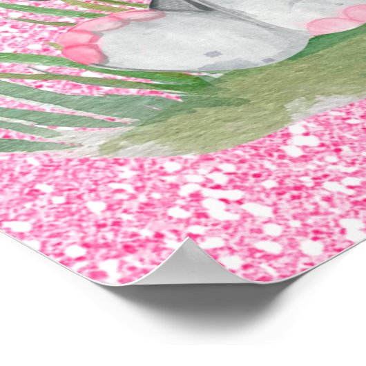 Schattig Droom Groot Roze Glitter Meisje Olifant Poster (Hoek)