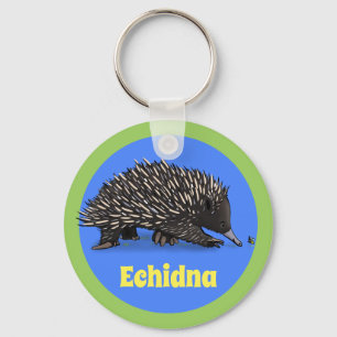 Schattig echidna met bijenafbeelding van de cartoo sleutelhanger