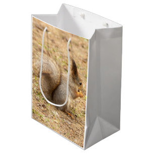 Schattig eekhoorn eet een noot foto medium cadeauzakje
