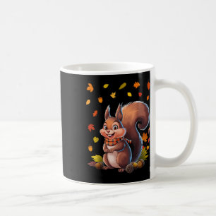 Schattig eekhoorntje met herfstbladeren, herfst di koffiemok
