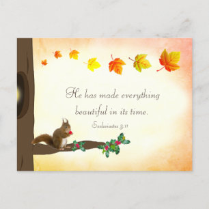 Schattig eekhoorntje met maretak en herfstbladeren briefkaart