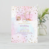 Schattig Een Baby Meisje 1e Verjaardagsfeest Kaart (Staand voorkant)