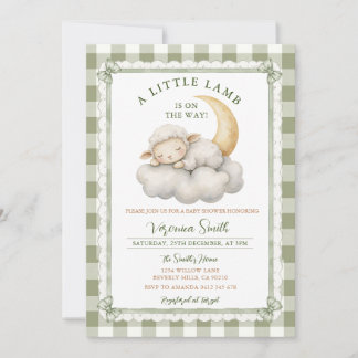 Schattig een klein lammetje Baby Shower Salie Groe Kaart