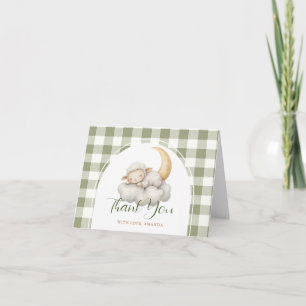 Schattig een klein lammetje babyshower Saliegroen Bedankkaart