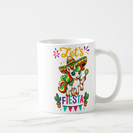Schattig Eenhoorn Cinco De Mayo Laten we Feestvier Koffiemok (Rechts)