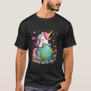 Schattig Eenhoorn Gelukkige Aardedag Groovy Vrouwe T-shirt