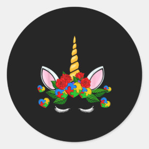 Schattig eenhoorn hart puzzelstuk autisme bewustzi ronde sticker
