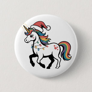 Schattig Eenhoorn Hert Rendier Kerstlichtjes Grapp Ronde Button 5,7 Cm
