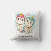 Schattig Eenhoorn Koppel Persoonlijke Valentijnsda Kussen (Voorkant)