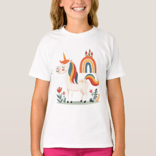 Schattig eenhoorn met regenboog en kasteel – fanta t-shirt