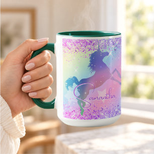 Schattig eenhoorn roze Glitter regenboog kunst mon Mok