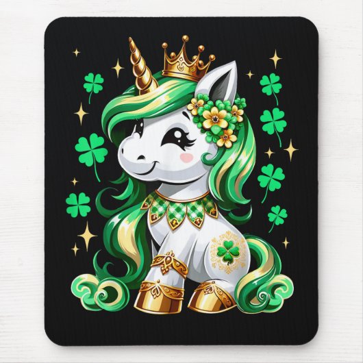 Schattig Eenhoorn Shamrock St Patricks Dag Muismat (Voorkant)