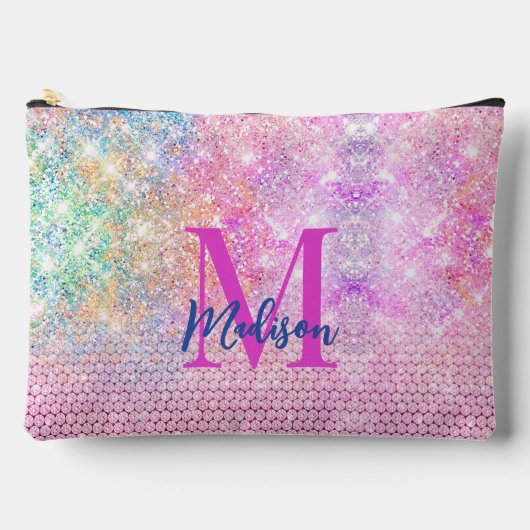 schattig eenhoornroze monogram etui (Voorkant)