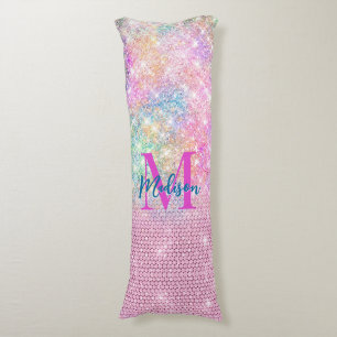 schattig eenhoornroze monogram lichaamskussen