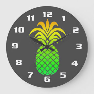 Schattig Eenvoudig en Elegant Tropisch Ananas Grij Grote Klok