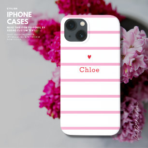 Schattig eenvoudig klein rood liefde hart roze str iPhone 13 hoesje