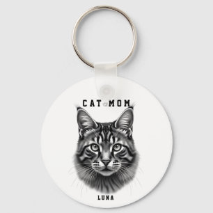 Schattig Eenvoudig Ontwerp Aangepaste Kattenmoeder Sleutelhanger