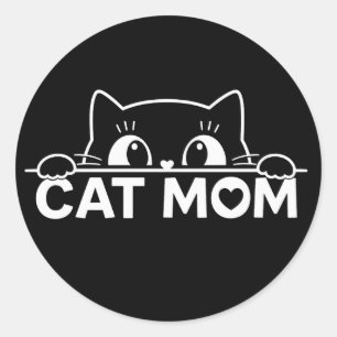 Schattig eenvoudig ontwerp vrouwen zwarte kat lief ronde sticker