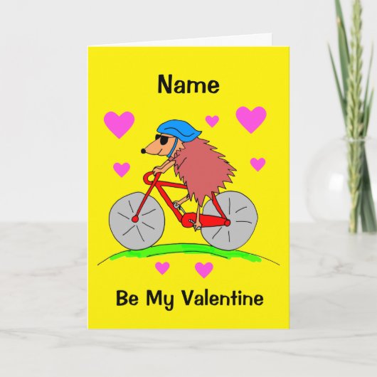 Schattig Egeltje Fietst Valentijnsdag Kaart (Voorkant)