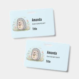 Schattig egeltje met lantaarn bedrijf badge