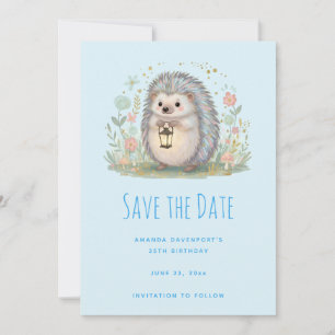 Schattig egeltje met lantaarn Save The Date