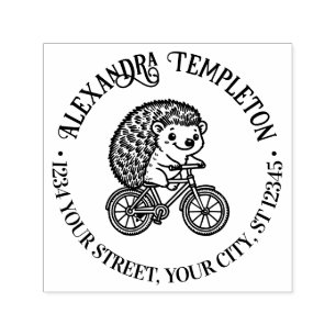 Schattig Egeltje op Fiets Naam Retouradres  Zelfinktende Stempel