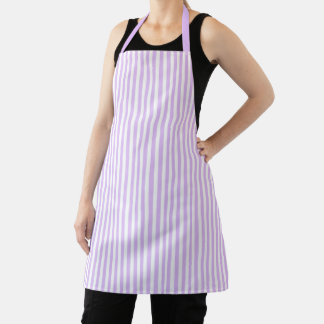 Schattig Elegant Licht Lavendel en Wit Gestreept Schort