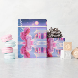 Schattig Elegant Roze Meisjesachtig Kerstmis Cadeaupapier
