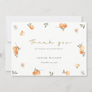 Schattig Elegant Zachte Oranje Bloemige Boho Bruil Bedankkaart