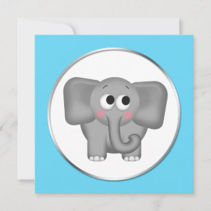 Schattig ellefant - Aqua Baby Shower-uitvindingen Kaart