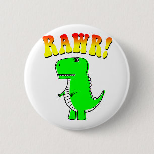 Schattig en boos T-Rex RAWR Groovy tekst Ronde Button 5,7 Cm