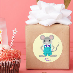 Schattig en elegant muisje personaliseerbaar ronde sticker
