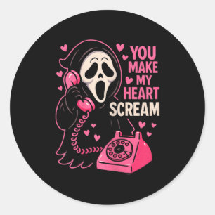 Schattig en griezelig horror laat mijn hart schree ronde sticker