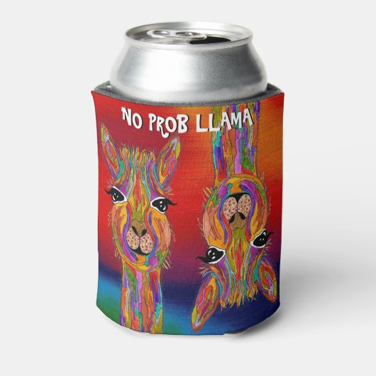Schattig en kleurrijk Geen Prob Llama Koelbox Blikjeskoeler (Blikje Achterkant)