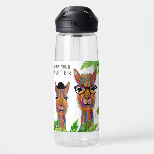 Schattig en kleurrijk Llama Ziet er fantastisch ui Waterfles (Achterkant)