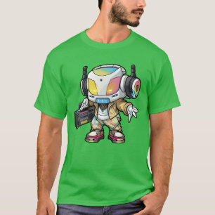 Schattig en kleurrijk Rap Robot Design retro T-shirt