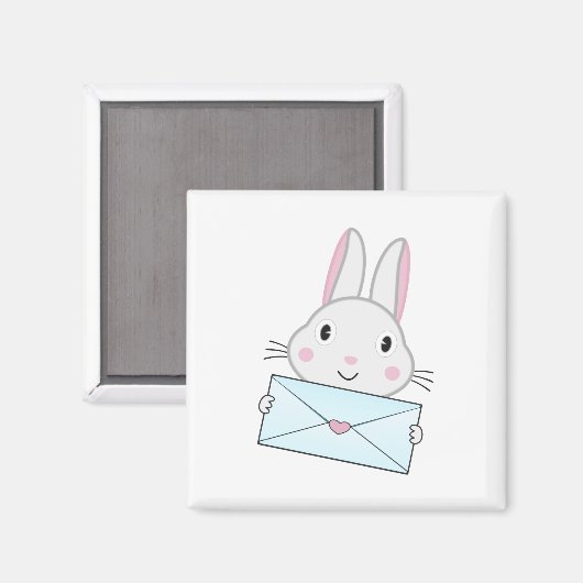 Schattig en lief konijn met liefdesbrief magneet (Voorkant / Achterkant)