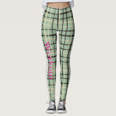 Schattig en schattig Schots patroon l Sage groen Leggings (Voorkant)
