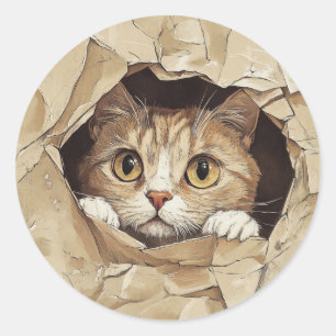 Schattig en speels katje ronde sticker