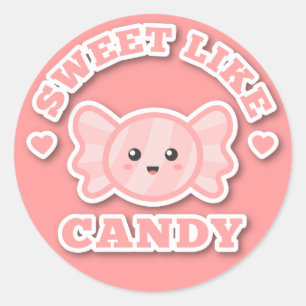 Schattig en Zoet Als Snoepjes Ronde Sticker