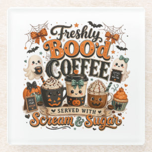 Schattig enge geest koffie liefhebber Halloween Glazen Onderzetter