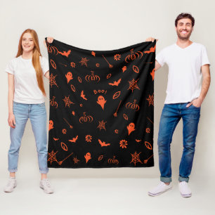 Schattig enge geest Zwart Oranje Halloween Fleece Deken