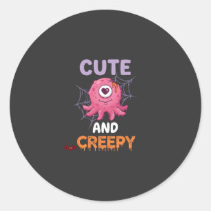 Schattig enge roze monster Halloween spinnenweb vl Ronde Sticker