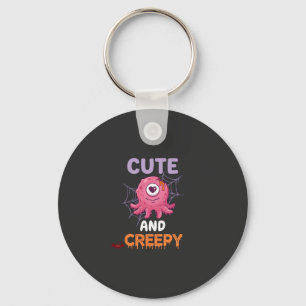 Schattig enge roze monster Halloween spinnenweb vl Sleutelhanger