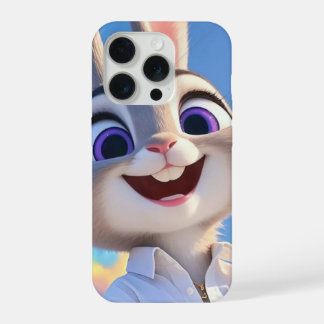 Schattig esthetisch cartoon konijn blauwe patroon iPhone 15 pro hoesje