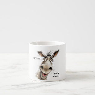 Schattig ezeltje zegt Hallo daar, hoe gaat het met Espresso Kop