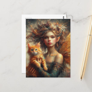 Schattig Fairy en haar Ginger Kitten Briefkaart