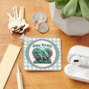 Schattig familieportret van de walvis "Say Krill" Sleutelhanger